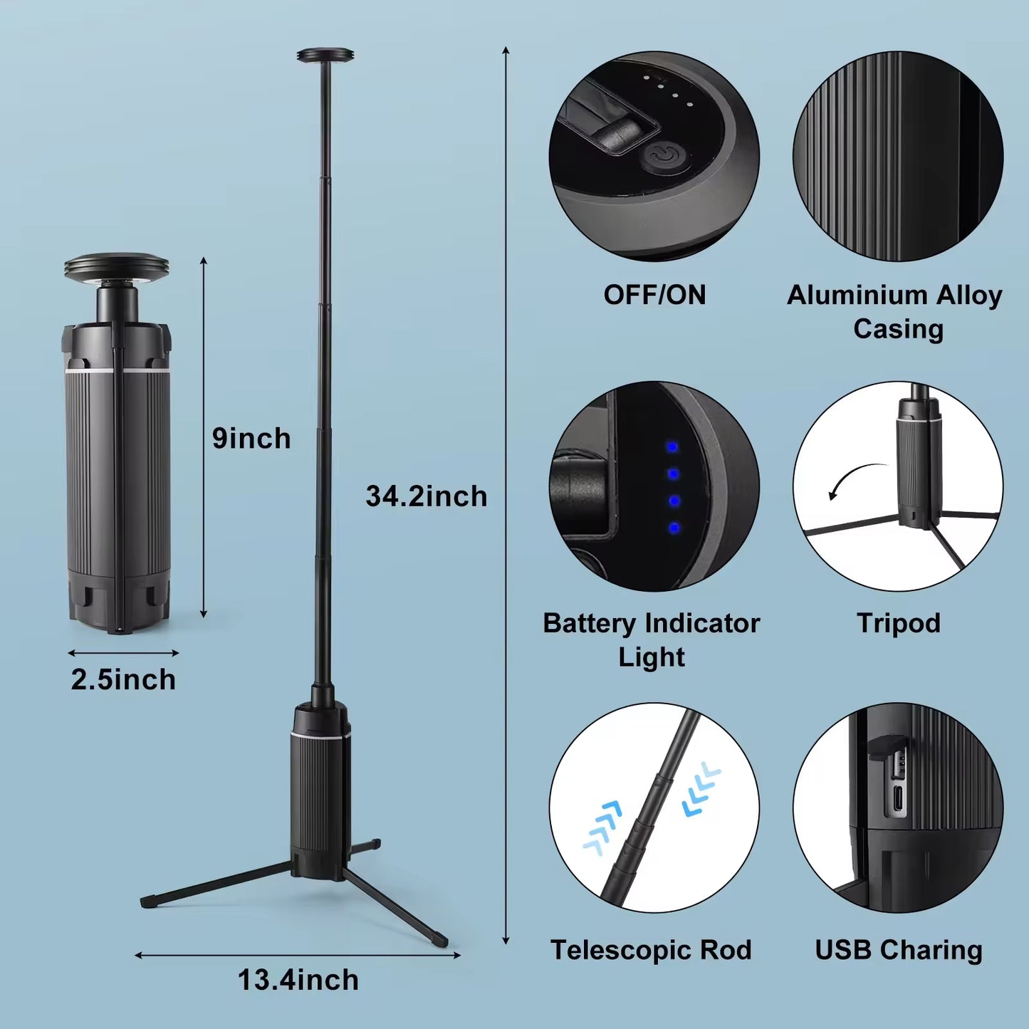 Portable Retractable Camping Lantern – High Brightness Outdoor LED Light