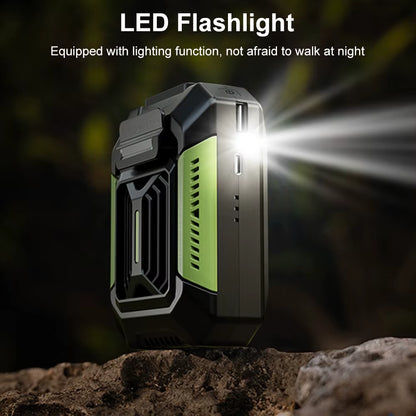 Portable Waist Clip Fan – 6000mAh Rechargeable with Light