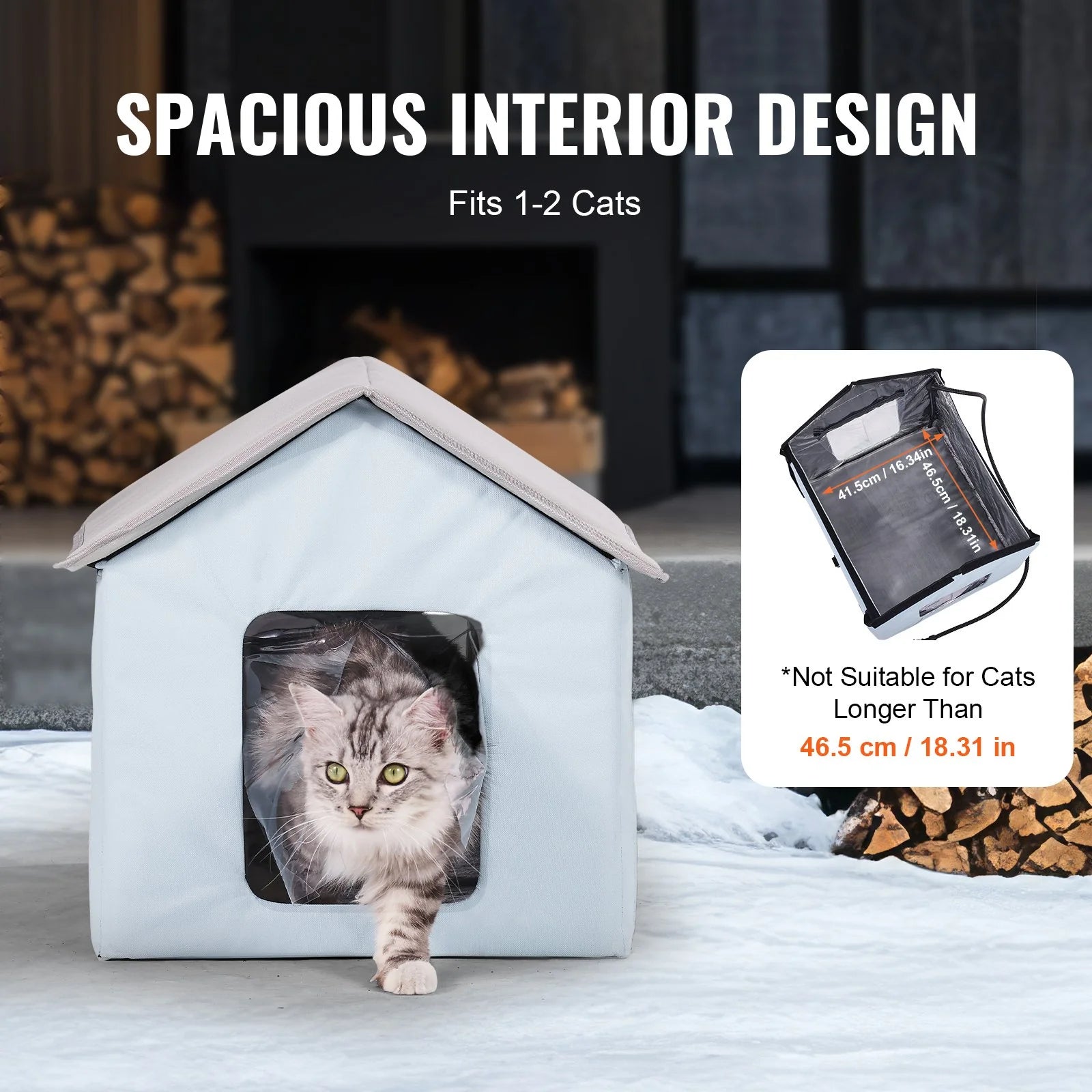 VEVOR Heated Cat House – Foldable Kitty Shelter with Heated Pad, Small Size