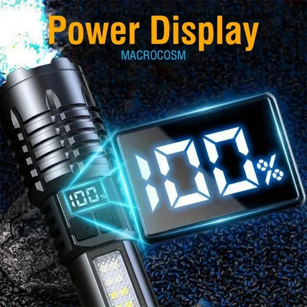 Rechargeable LED Torch – Ultra Bright Flashlight with Side Light for Outdoors