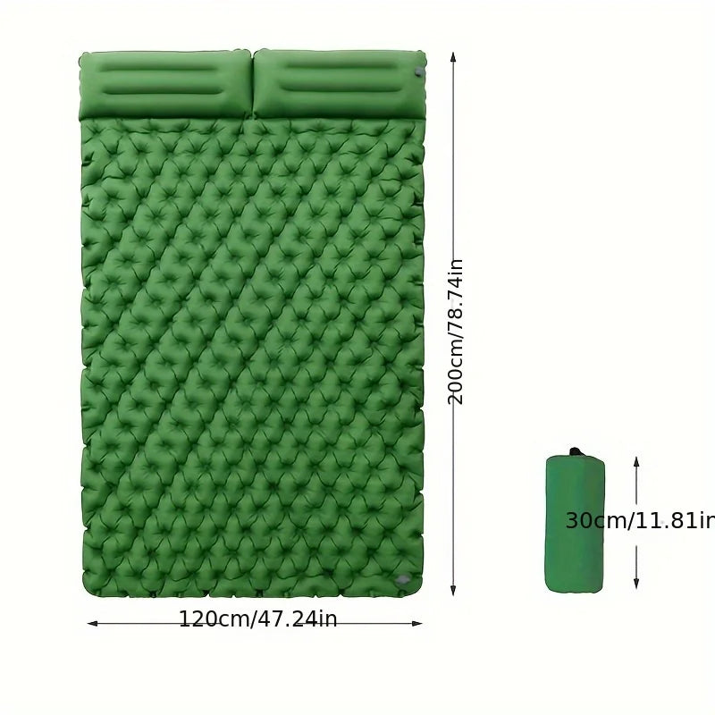 Double Inflatable Mattress with Built-In Pillow & Pump – Outdoor Sleeping Pad for Camping, Hiking, Travel