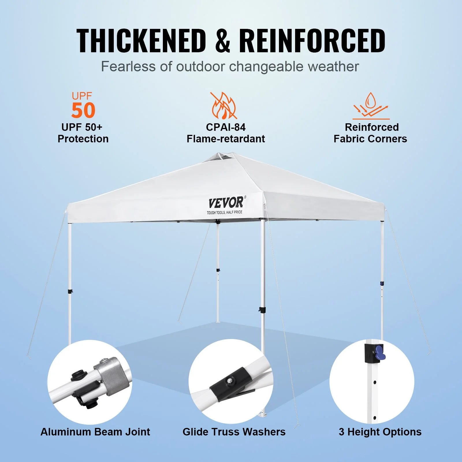 VEVOR 10x10 Ft Pop-Up Canopy Tent – Waterproof Sun Shelter with Roller Bag & Sandbags Silver Gray