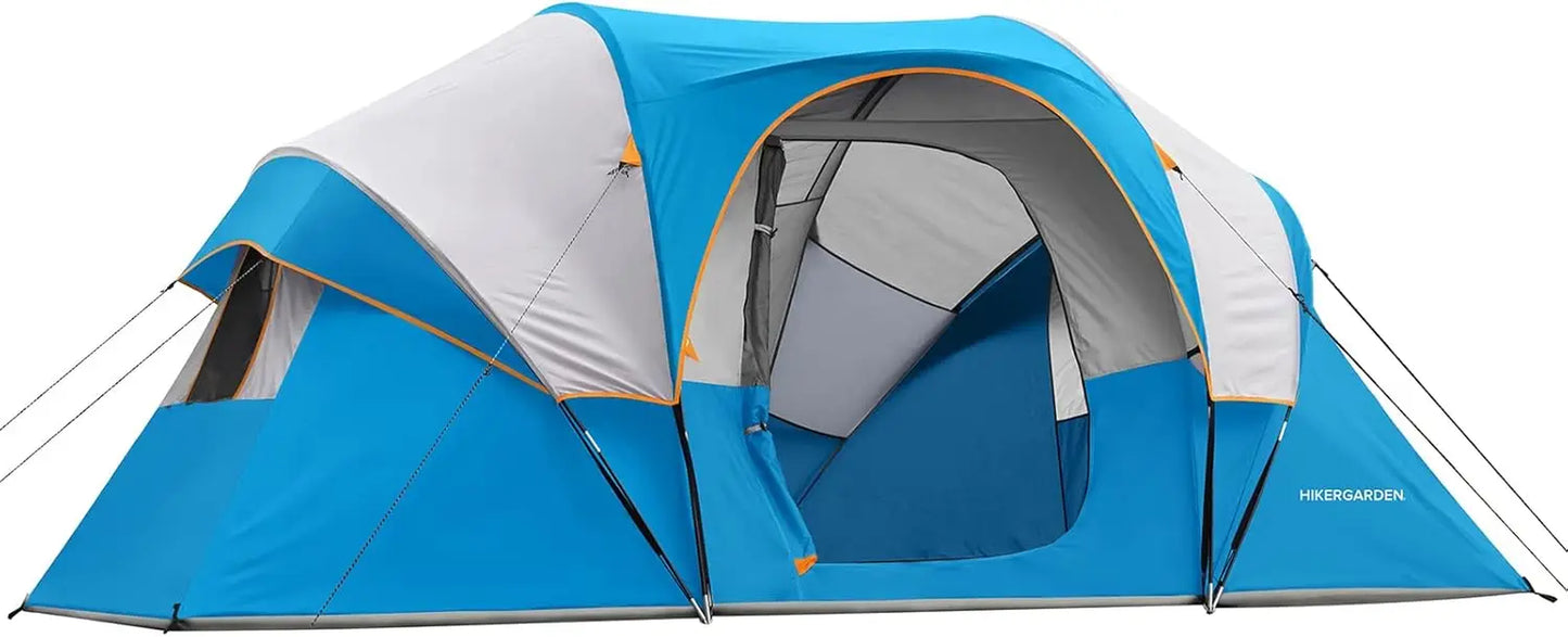 HIKERGARDEN 10-Person Family Camping Tent – Windproof & Easy Setup Dome Tent for Outdoors