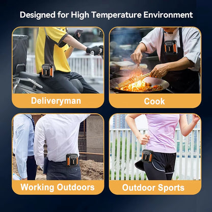 Portable Waist Clip Fan – 6000mAh Rechargeable with Light