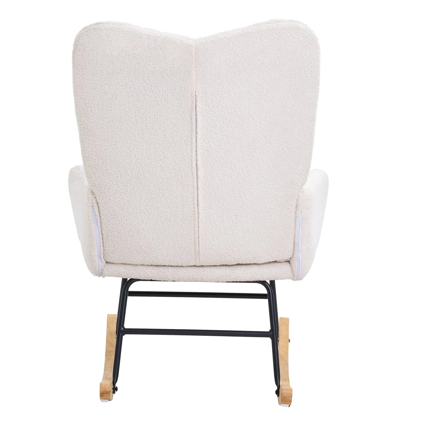  VEVOR Glider Rocking Chair – Teddy Fabric, Ivory White
