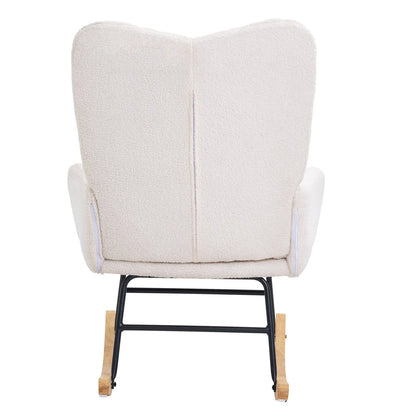  VEVOR Glider Rocking Chair – Teddy Fabric, Ivory White