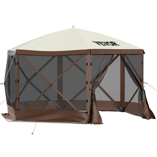 6-Sided Camping Gazebo Tent – Waterproof, Fits 8 People