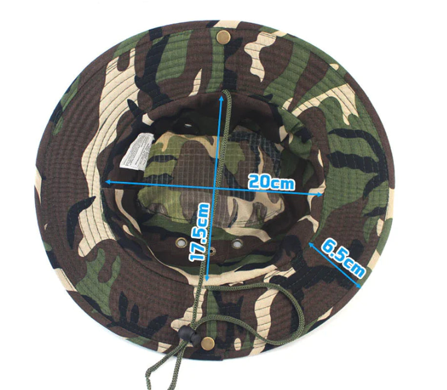 Boonie Bucket Hat – Outdoor Camo Safari Cap w/ Mesh & Wide Brim