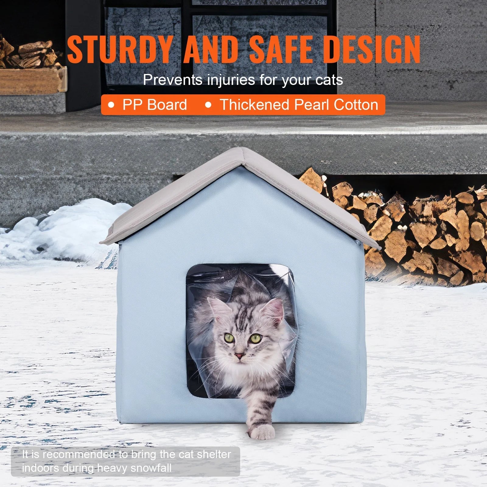 VEVOR Heated Cat House – Foldable Kitty Shelter with Heated Pad, Small Size