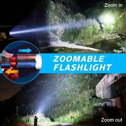 Rechargeable LED Torch – Ultra Bright Flashlight with Side Light for Outdoors