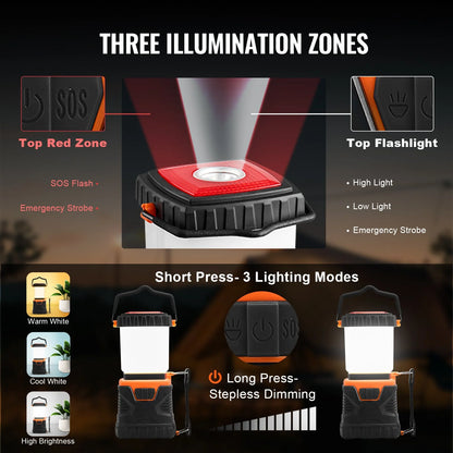 VEVOR LED Camping Lantern – Portable, Battery-Powered All-in-One Light