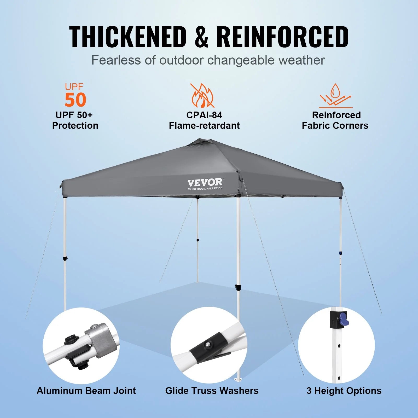 VEVOR 10x10 Ft Pop-Up Canopy Tent – Waterproof Sun Shelter with Roller Bag & Sandbags, Dark Gray