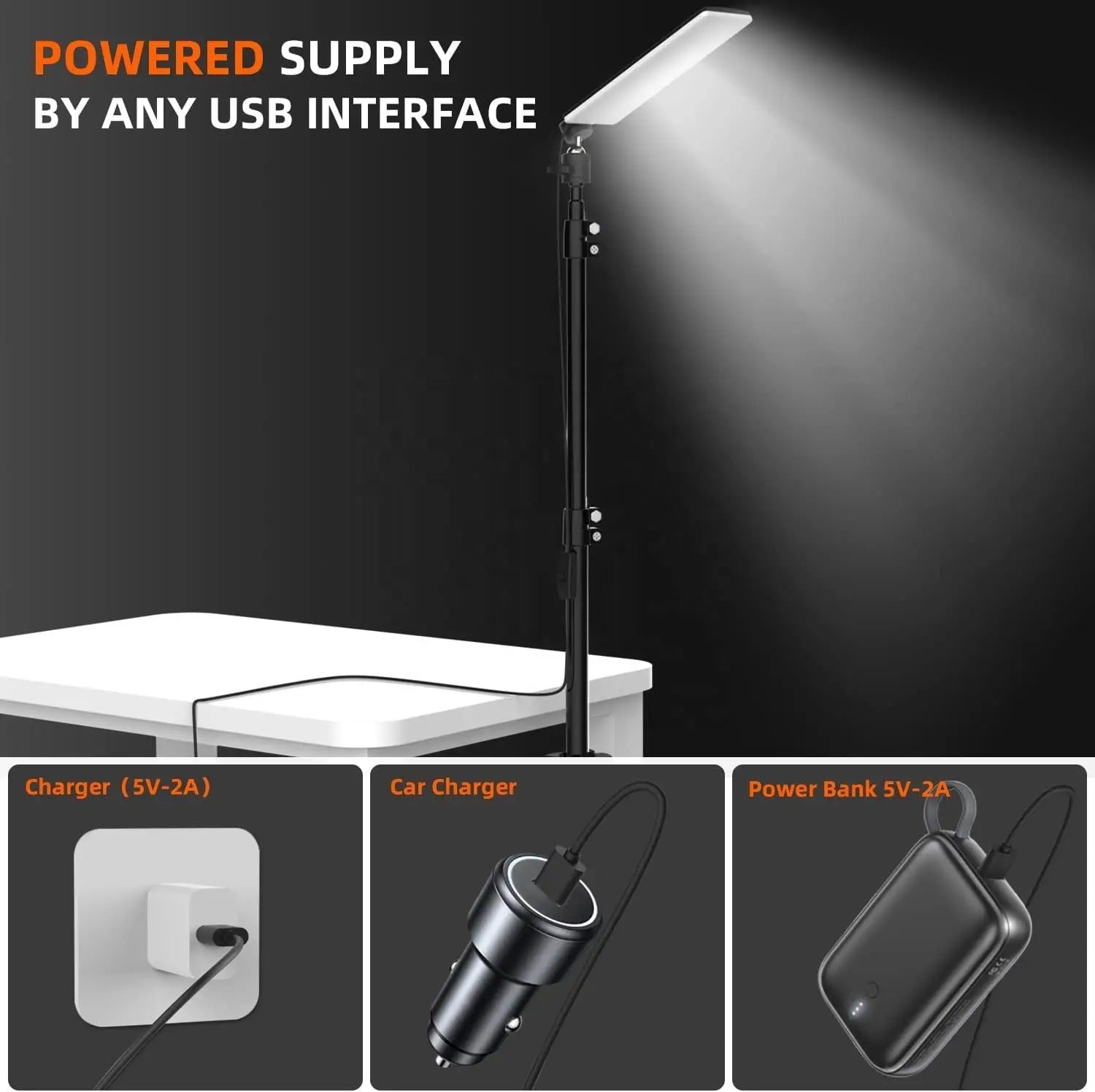 1680 Lumen Portable LED Work Light with Telescoping Tripod – USB Powered, Adjustable Outdoor Camping Lantern