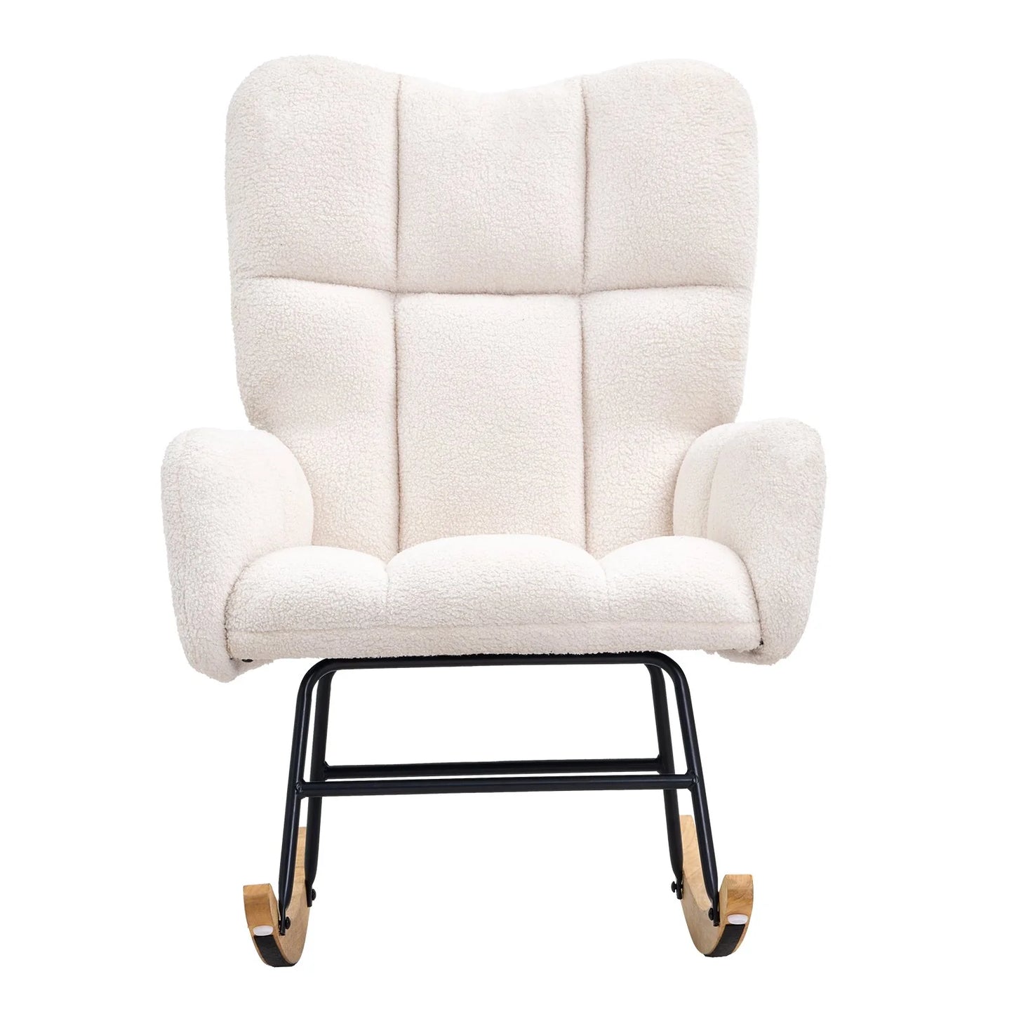  VEVOR Glider Rocking Chair – Teddy Fabric, Ivory White