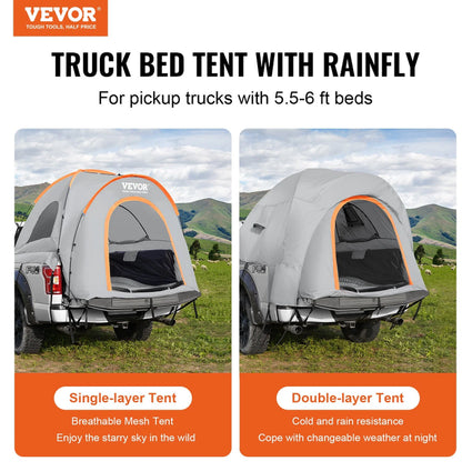 Truck Bed Camping Tent (5.5'–6') – Waterproof, 2–3 Person, with Rainfly & Carry Bag