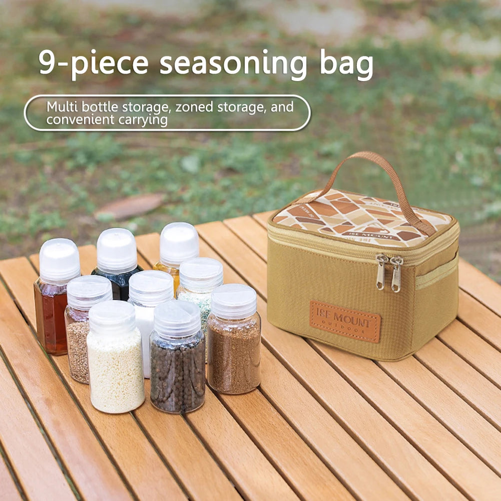 Camping Seasoning Bottle Set Storage Bag Portable Sealing Oil Bottle Large Capacity Condiment Jars Organizer for Camping Picnic