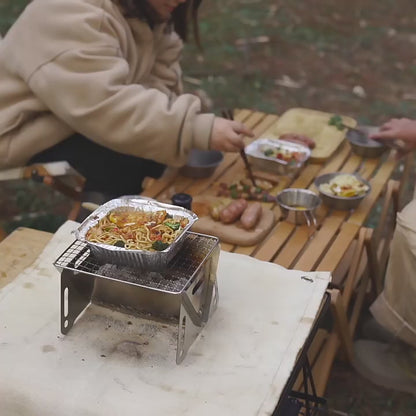 Multifunction Camping Grill – Foldable Firewood & Charcoal Stove
