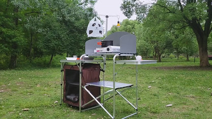 Portable Folding Camping Kitchen Table with Storage Rack